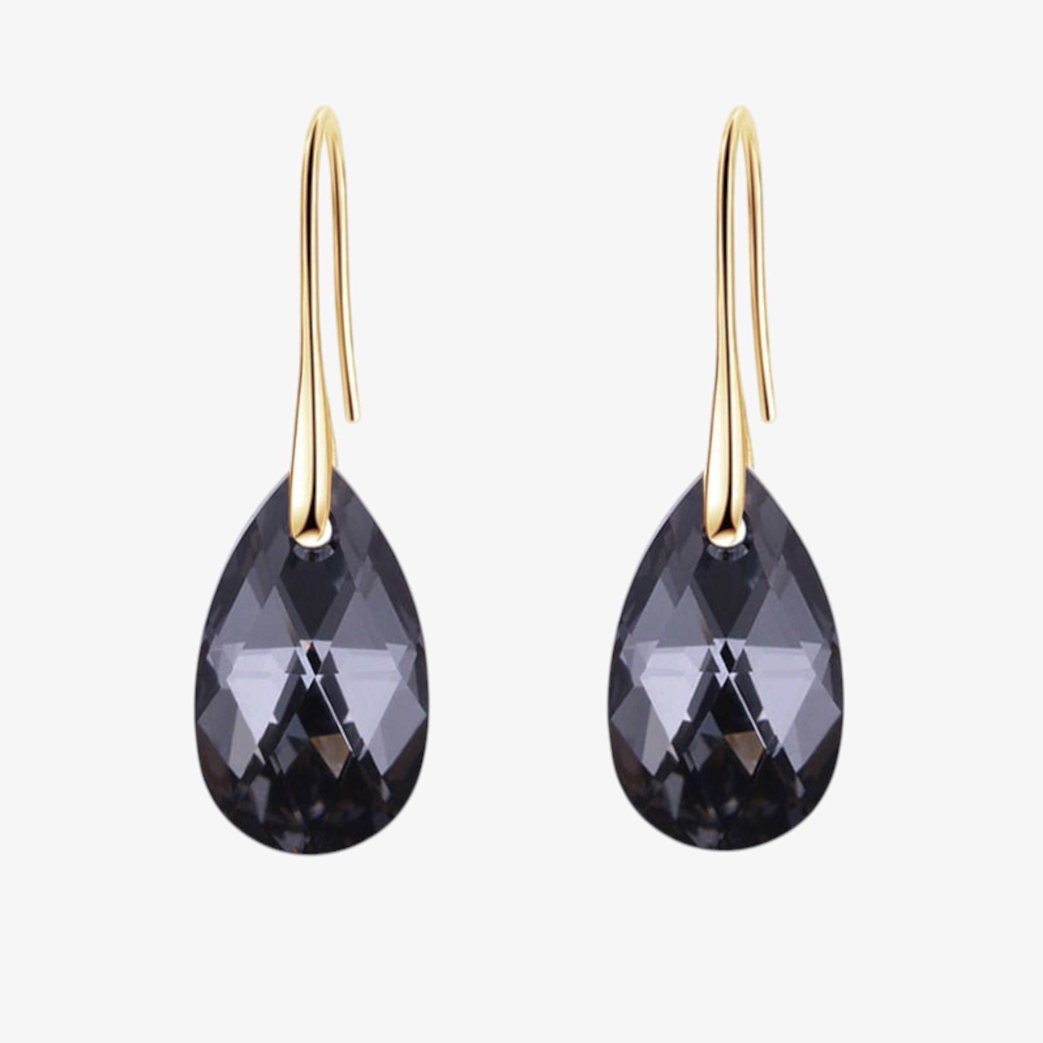 Teardrop Crystal Drop Earrings with a Silver Plated Finish