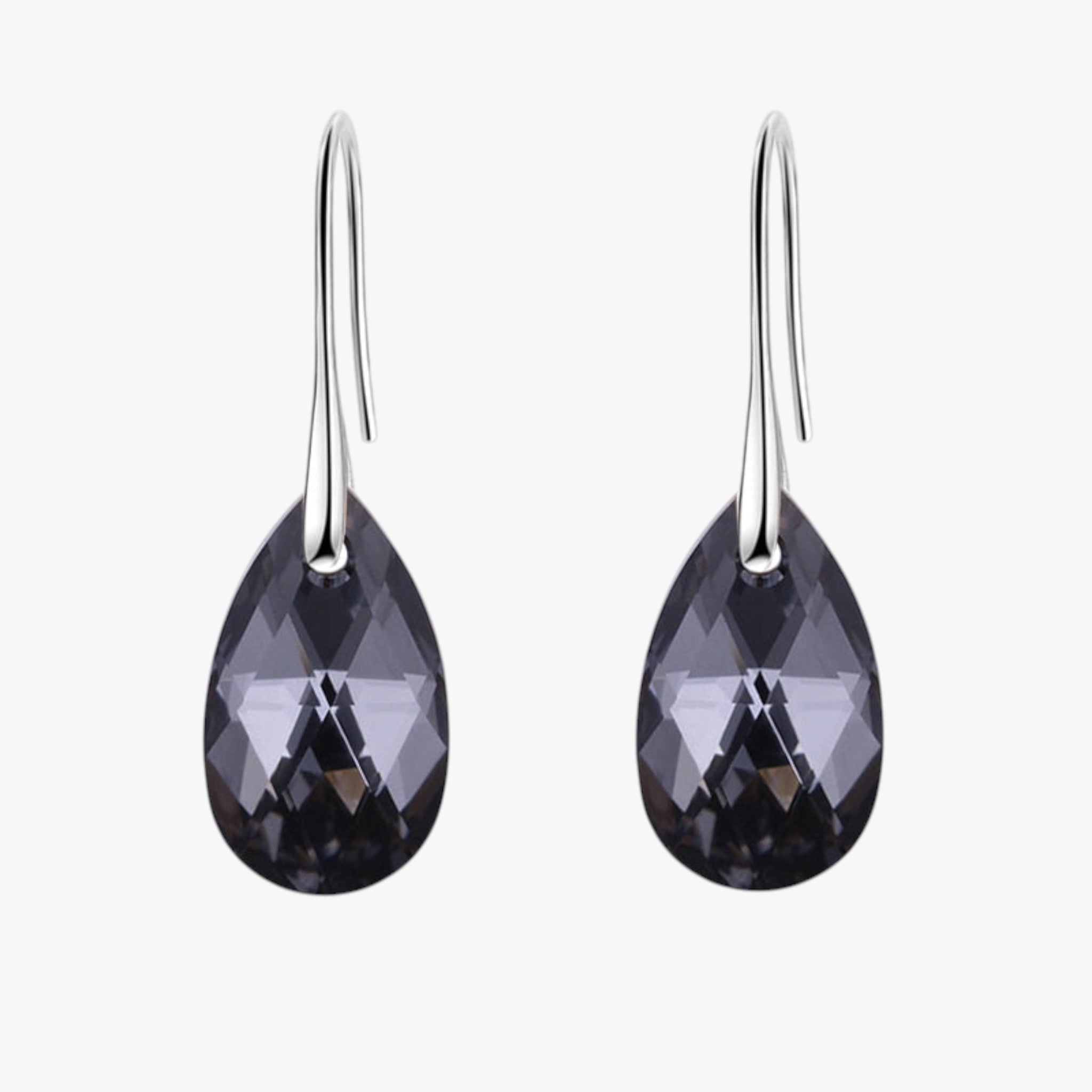 Teardrop Crystal Drop Earrings with a Silver Plated Finish
