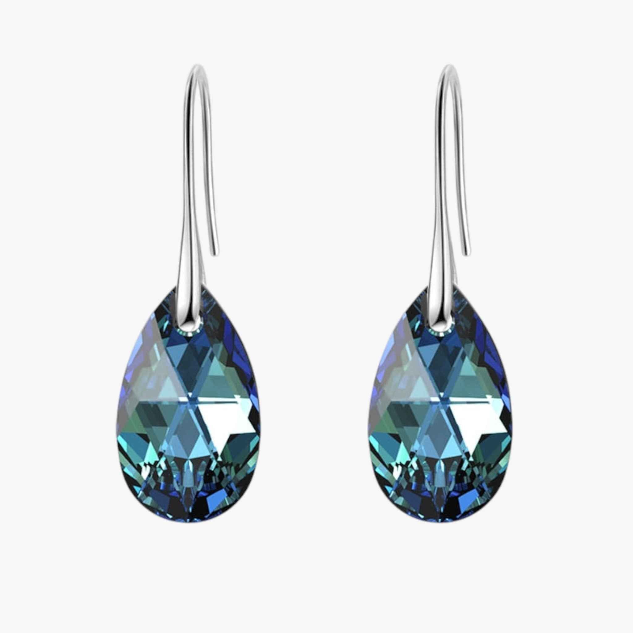 Teardrop Crystal Drop Earrings with a Silver Plated Finish