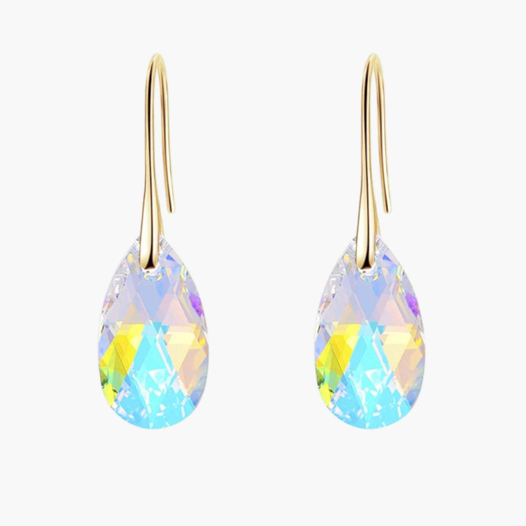 Teardrop Crystal Drop Earrings with a Silver Plated Finish