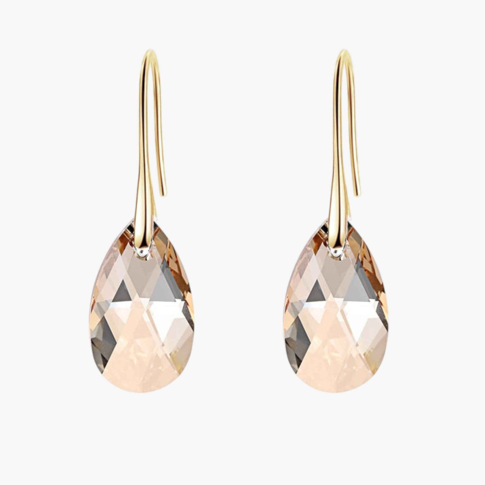 Teardrop Crystal Drop Earrings with a Silver Plated Finish