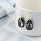 Teardrop Crystal Drop Earrings with a Silver Plated Finish