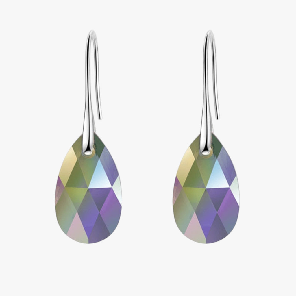 Teardrop Crystal Drop Earrings with a Silver Plated Finish
