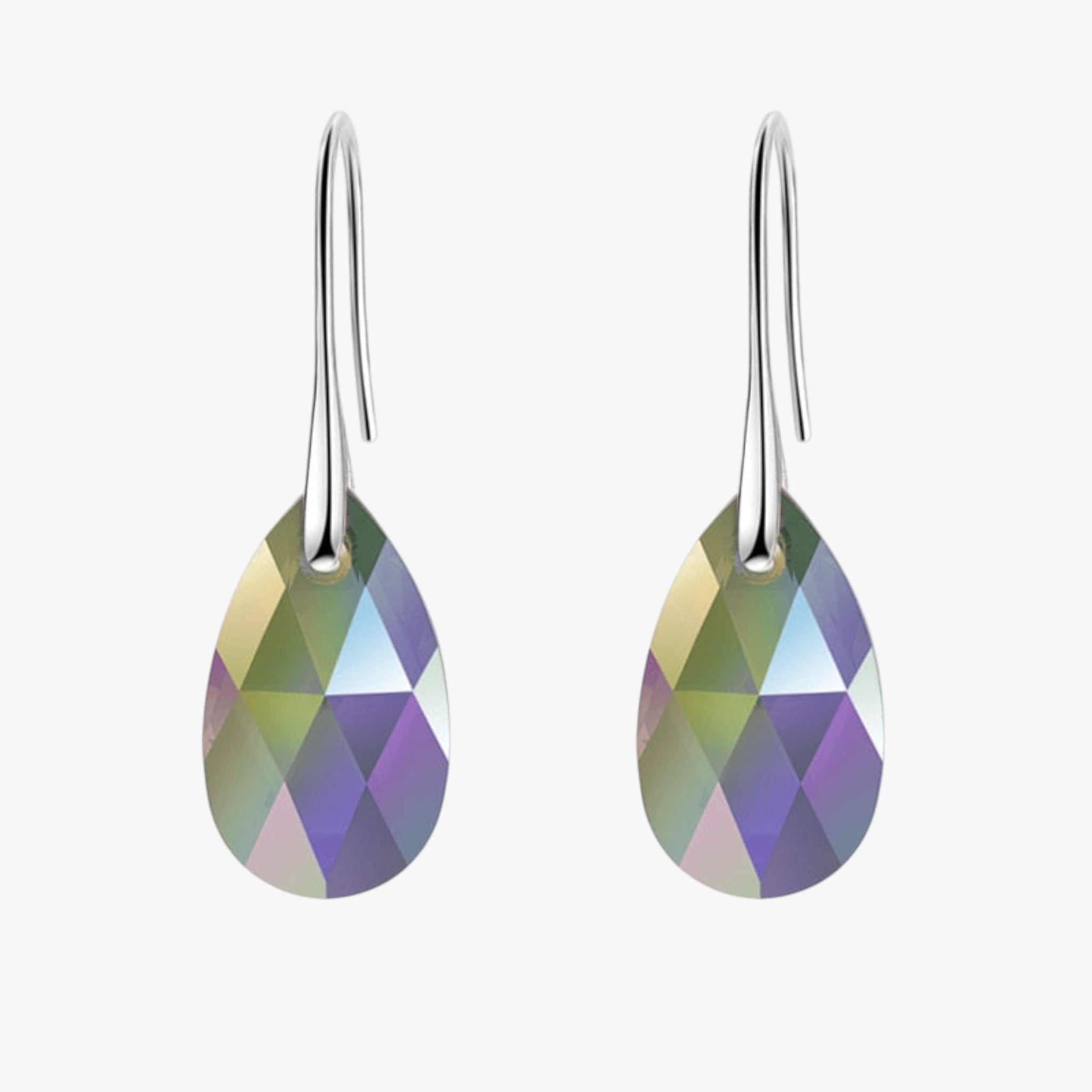 Teardrop Crystal Drop Earrings with a Silver Plated Finish