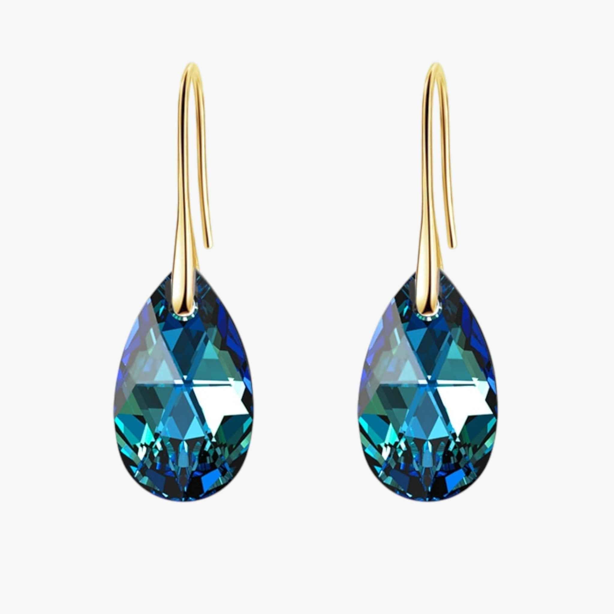 Teardrop Crystal Drop Earrings with a Silver Plated Finish