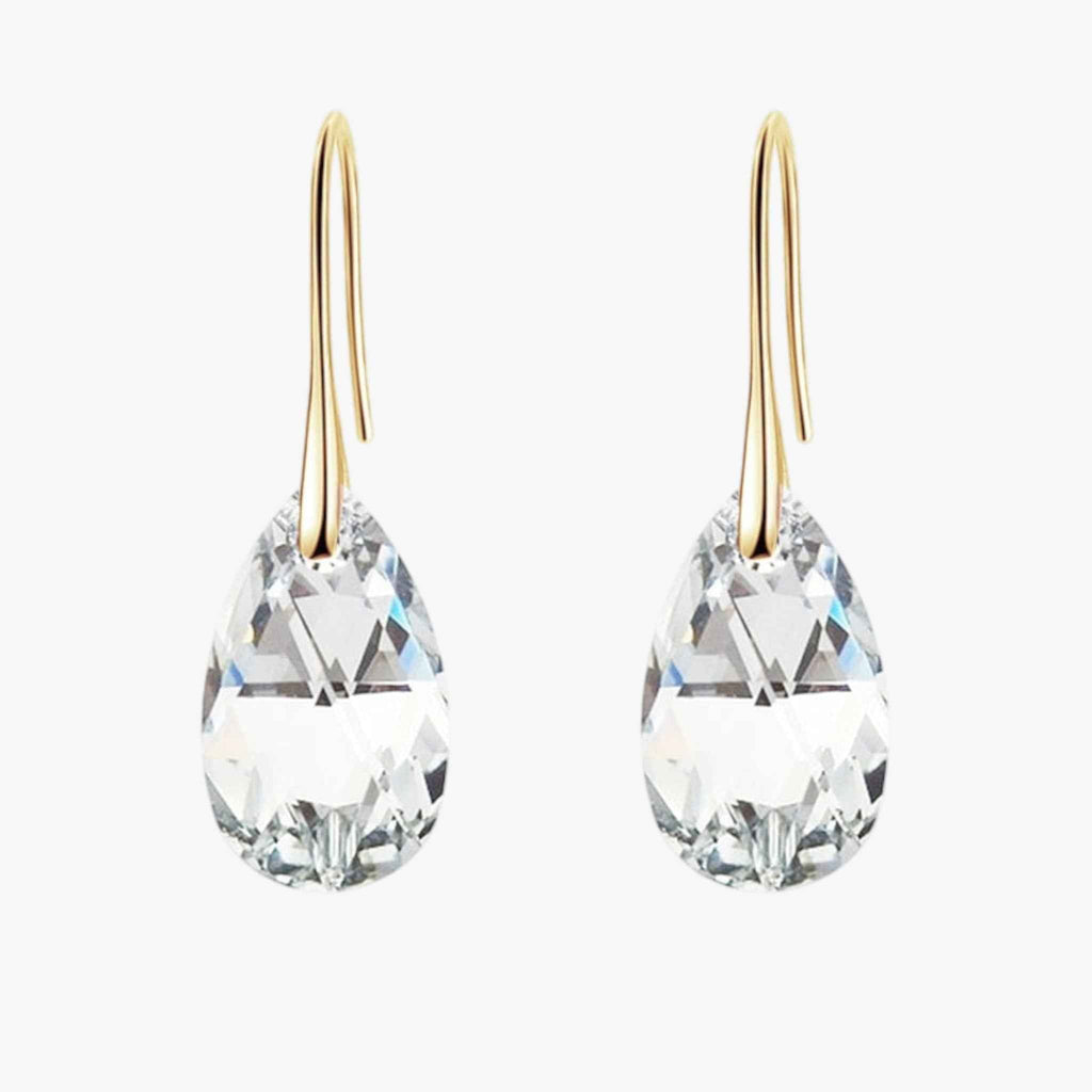 Teardrop Crystal Drop Earrings with a Silver Plated Finish