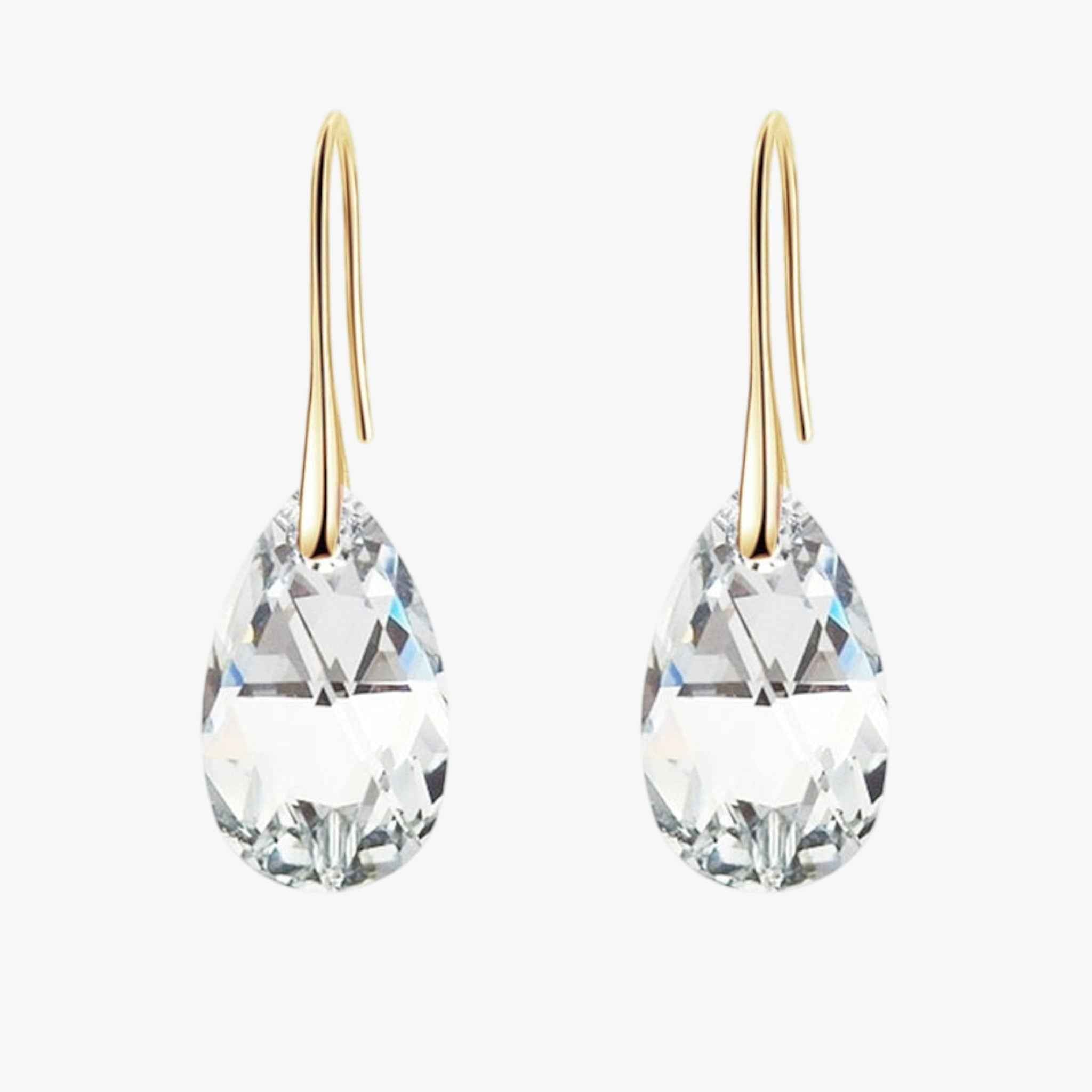 Teardrop Crystal Drop Earrings with a Silver Plated Finish