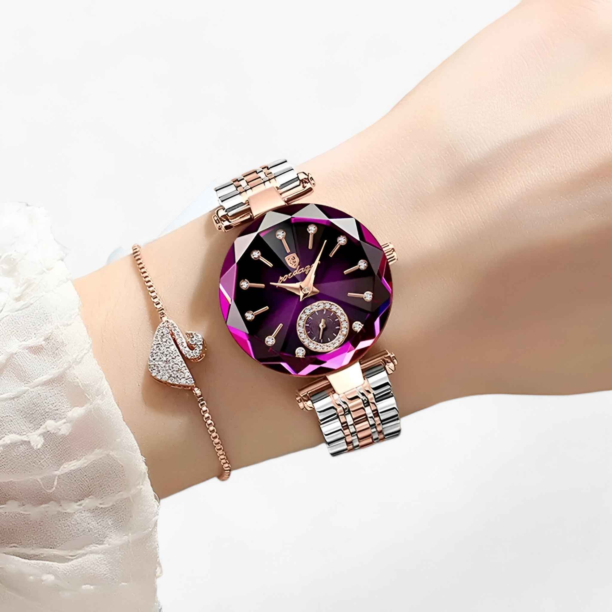 Stainless Steel Watch with Diamond Set Dial and Link Strap