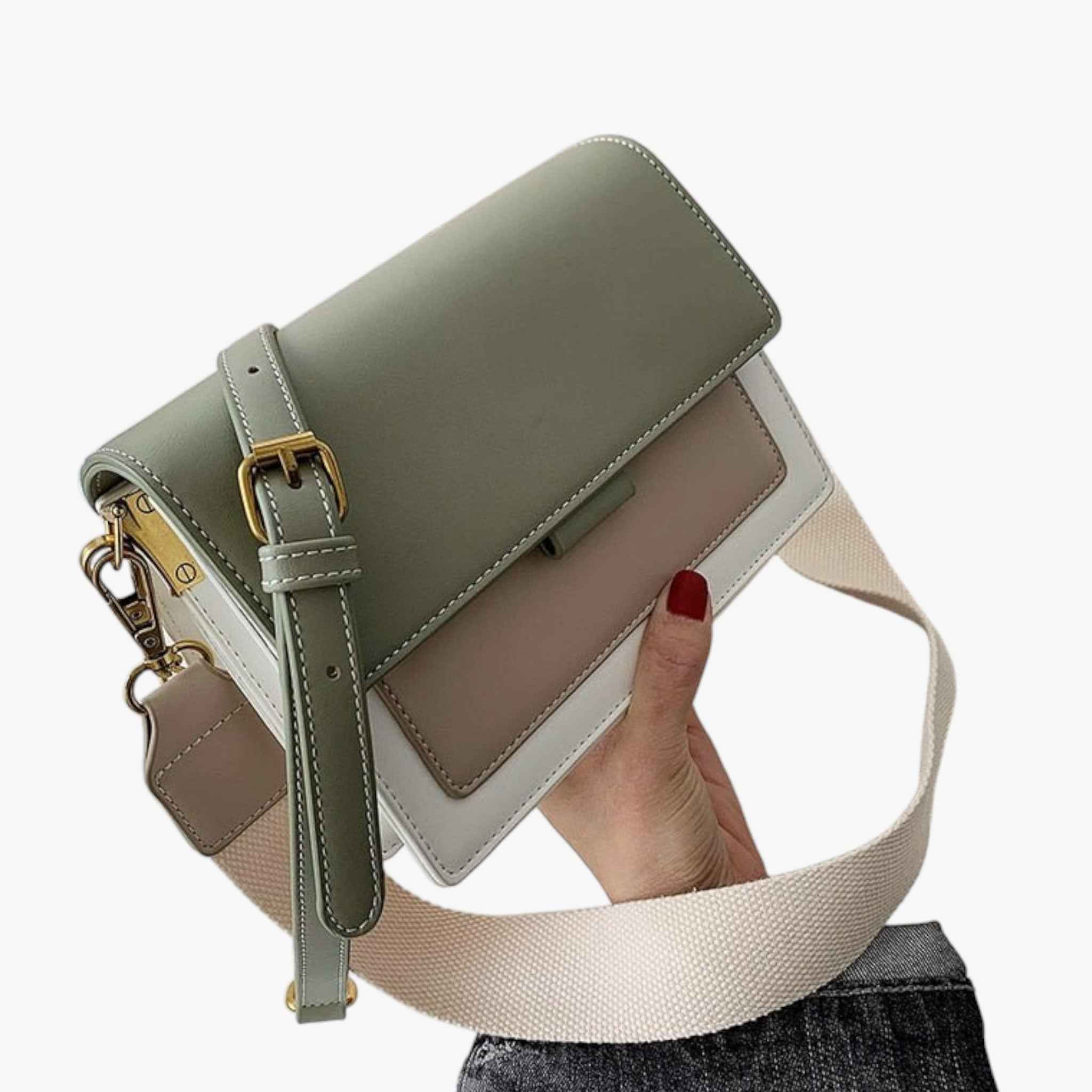 Faux Leather Shoulder Bag with an Adjustable Strap