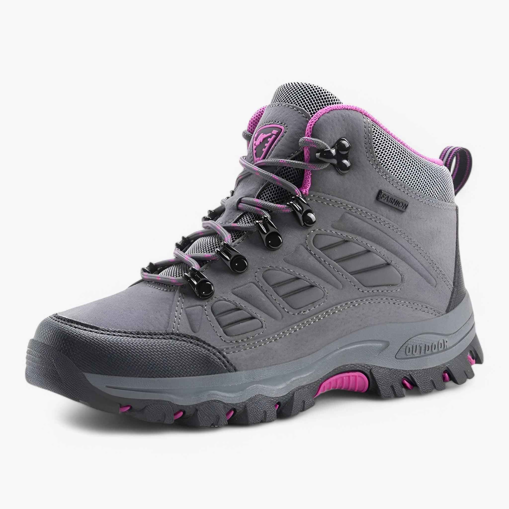 Wandelschoenen van imitatieleer met veters en grippende zool