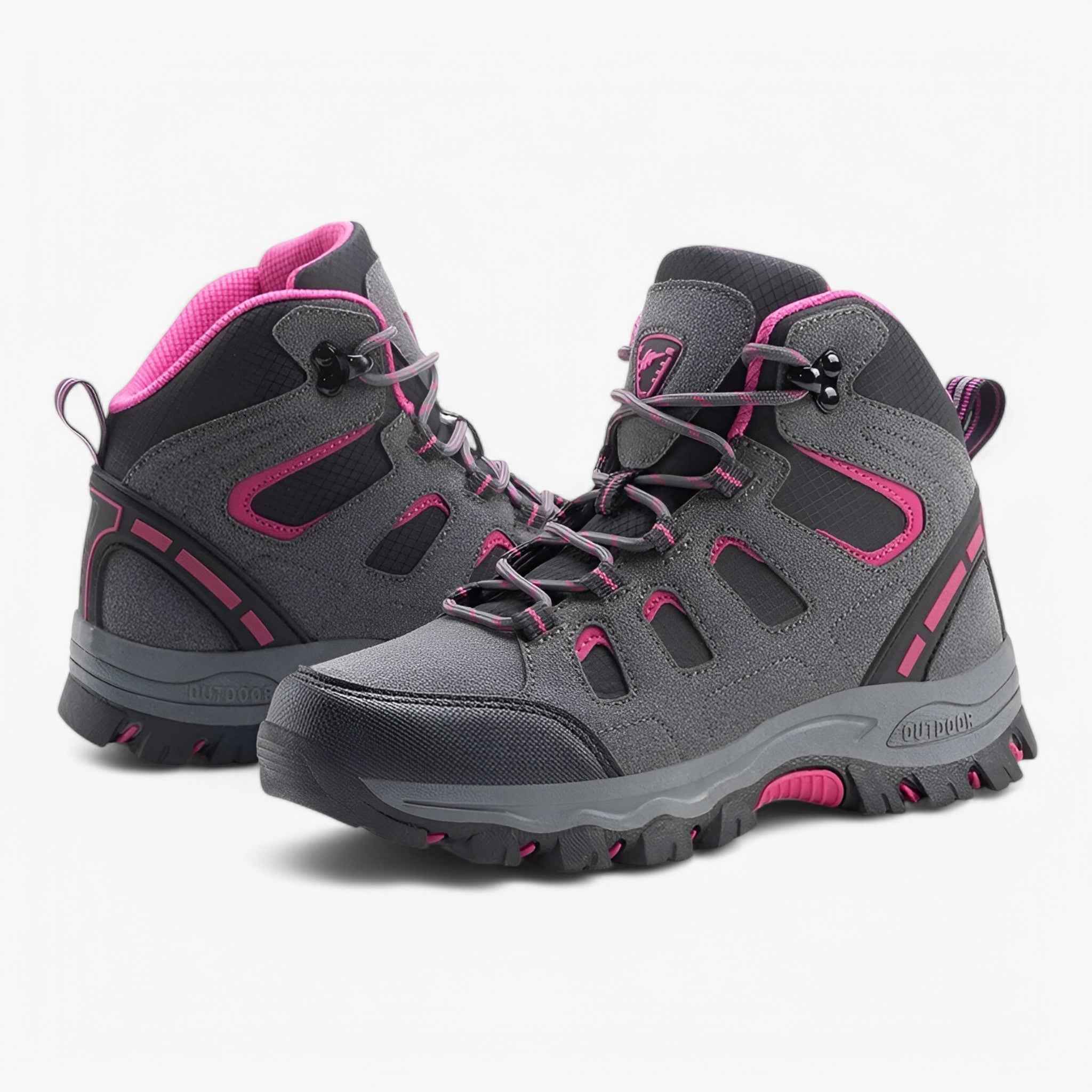 Wandelschoenen van imitatieleer met veters en grippende zool