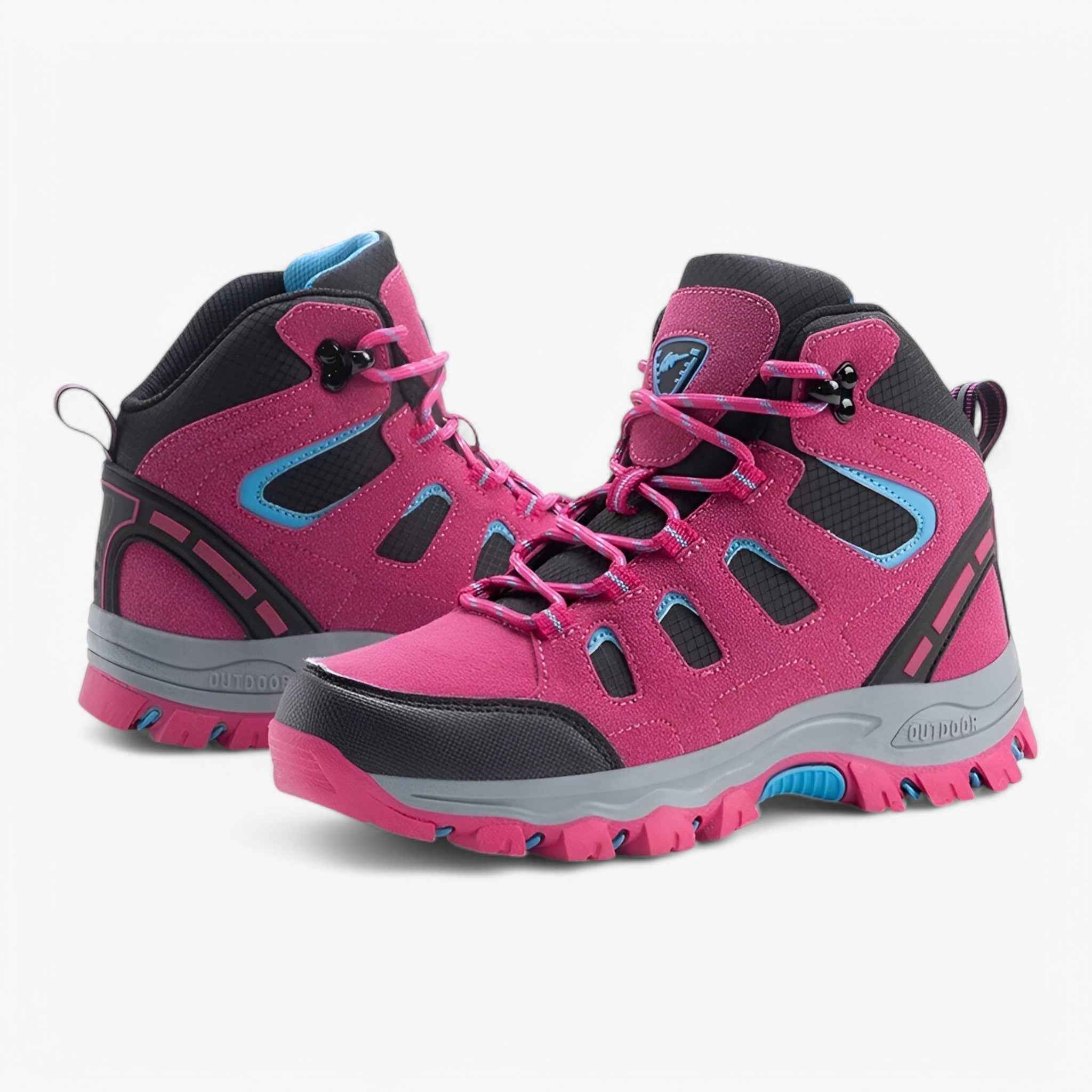 Wandelschoenen van imitatieleer met veters en grippende zool