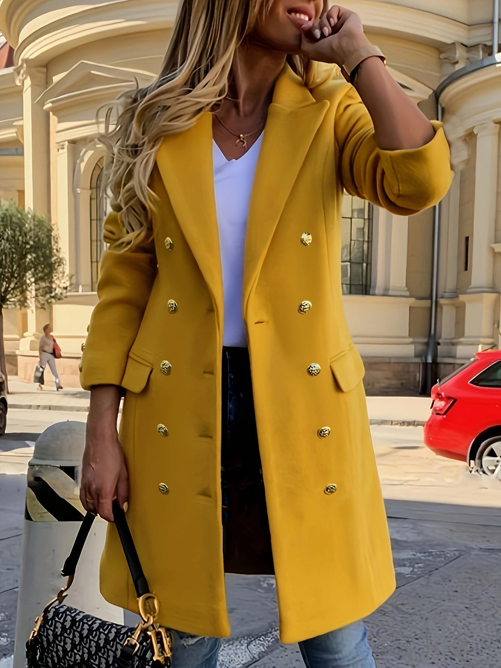 Classic Collared Winter Coat with Tailored Feminine Cut