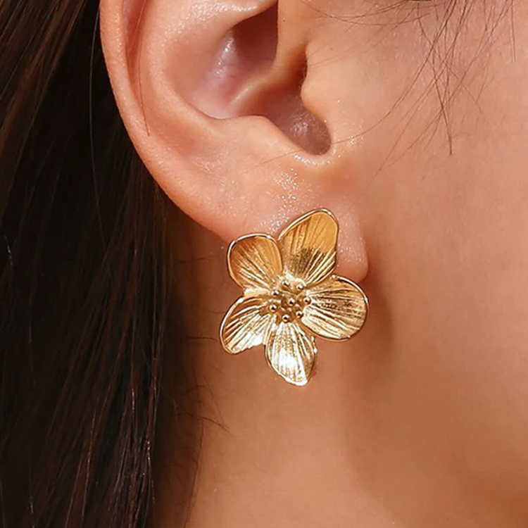 Blossom Flower Gold-Tone Earrings