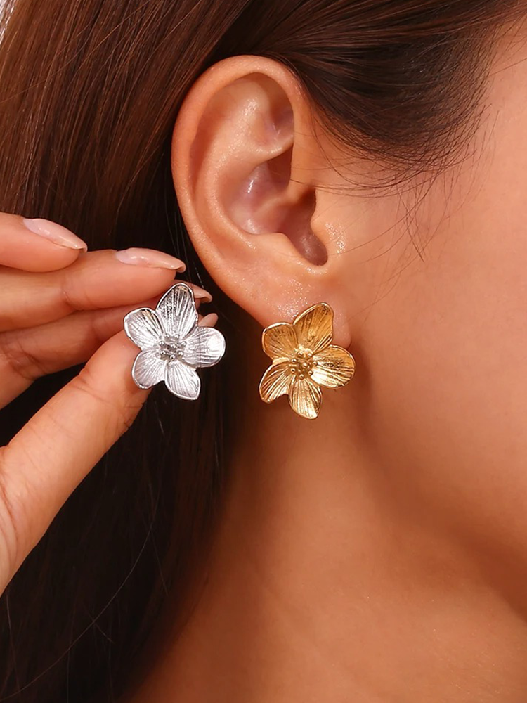 Blossom Flower Gold-Tone Earrings
