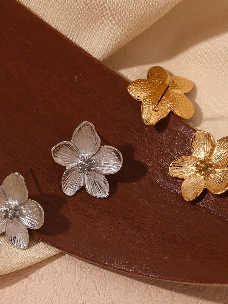 Blossom Flower Gold-Tone Earrings