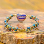Pulseira de Contas de Jaspe com Pedra em Coração