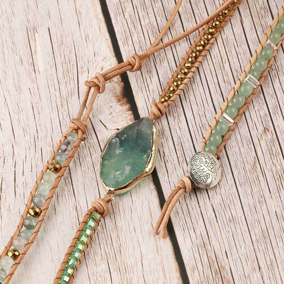 Natural Stone Beaded Bracelet on Adjustable Cord