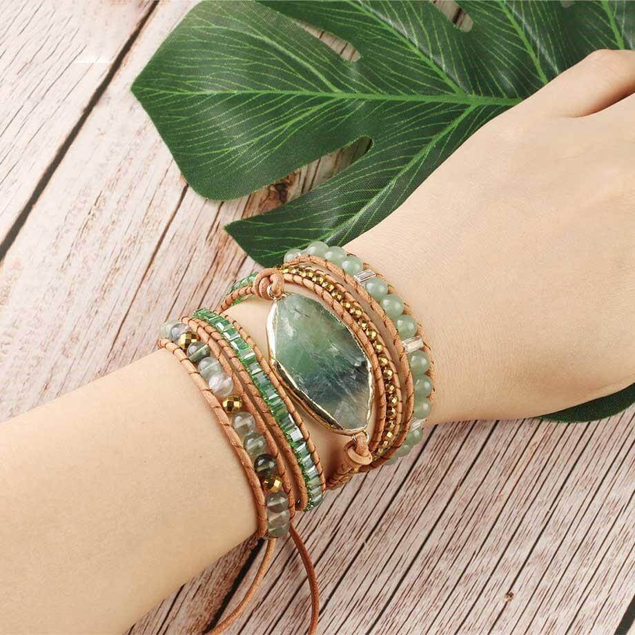Natural Stone Beaded Bracelet on Adjustable Cord