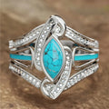 Bright Blue Drop Stone Silver-Tone Ring