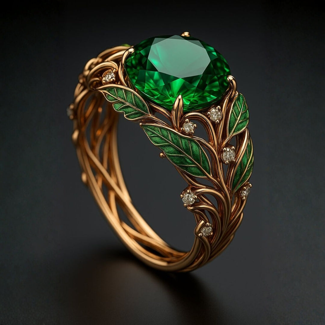 Green Crystal Nature Craft Ring