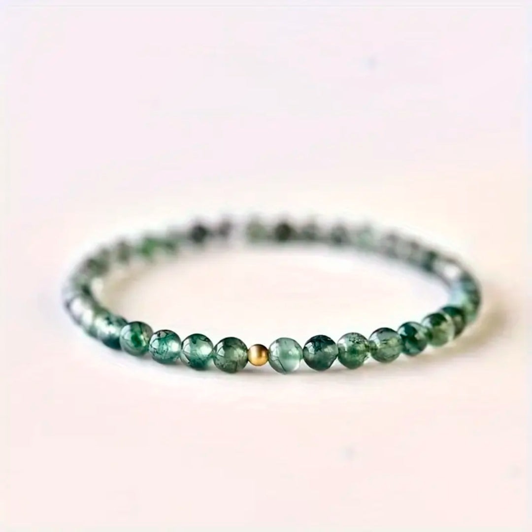Moss Agate Stone Bracelet in Three Lengths