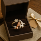 Adjustable 925 Sterling Silver Dog Ring with Heart Zirconia