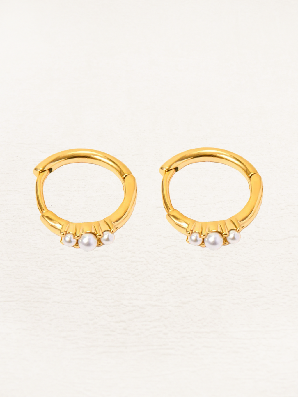 Gold-Tone Pearl Huggie Hoop Earrings, Set of Two