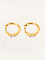 Gold-Tone Pearl Huggie Hoop Earrings, Set of Two