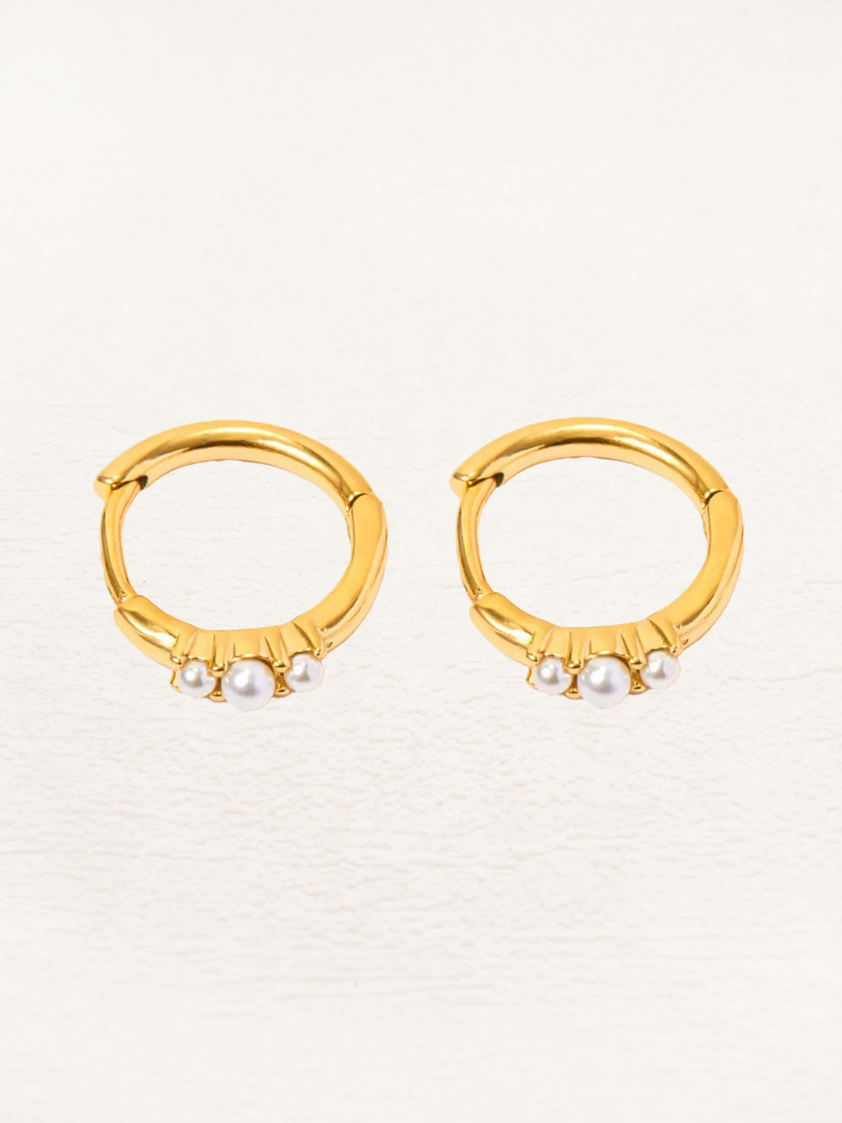 Gold-Tone Pearl Huggie Hoop Earrings, Set of Two