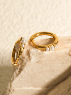 Gold-Tone Pearl Huggie Hoop Earrings, Set of Two