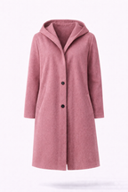 Mid Length Button Front Coat with a Relaxed Fit and Pockets