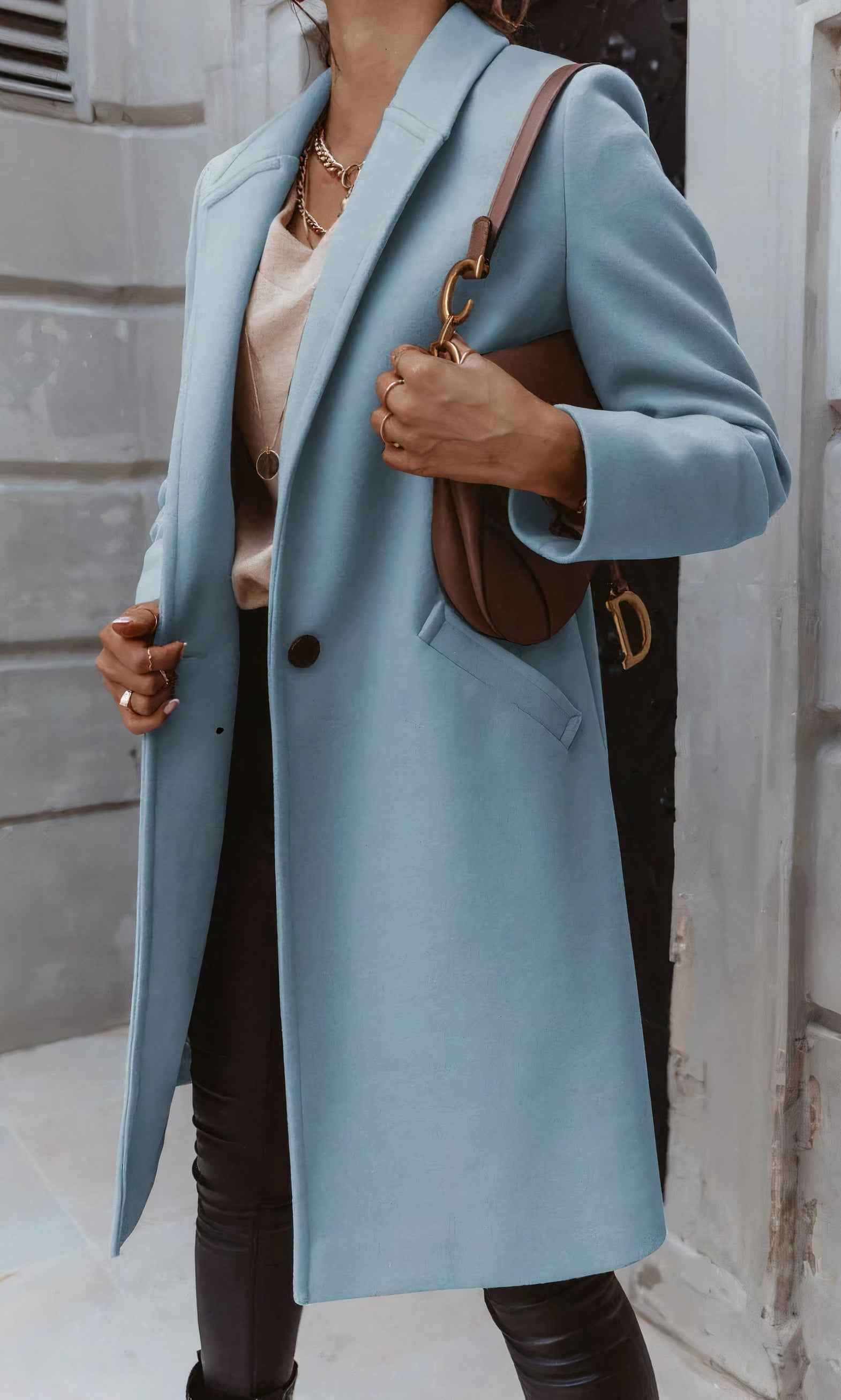 Longline Coat with a Straight Cut for Layered Winter Style
