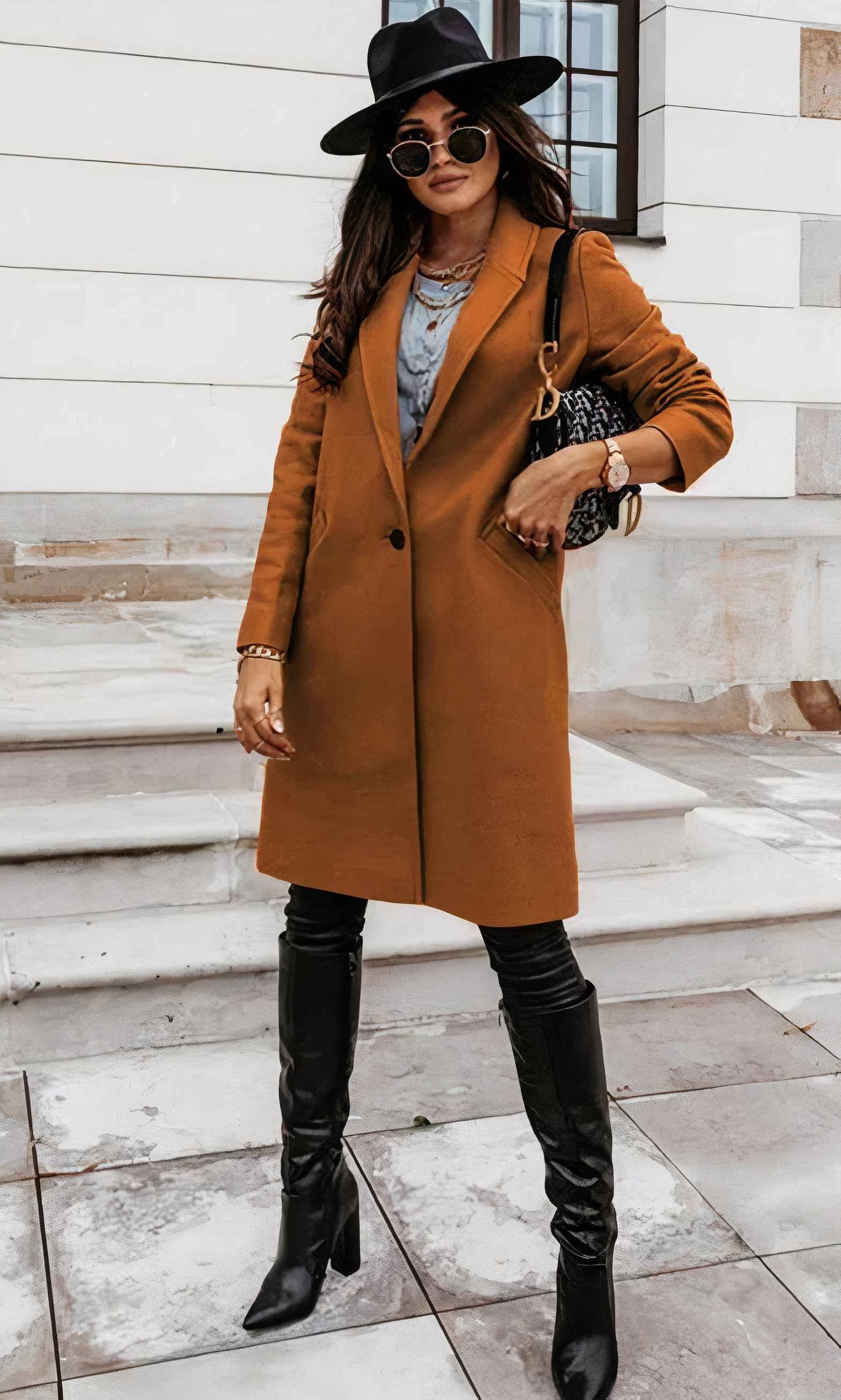 Longline Coat with a Straight Cut for Layered Winter Style
