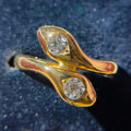 Bypass Ring with Twin Zirconia and Orange Enamel