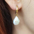 Vintage-Style Baroque Pearl and Zirconia Earrings