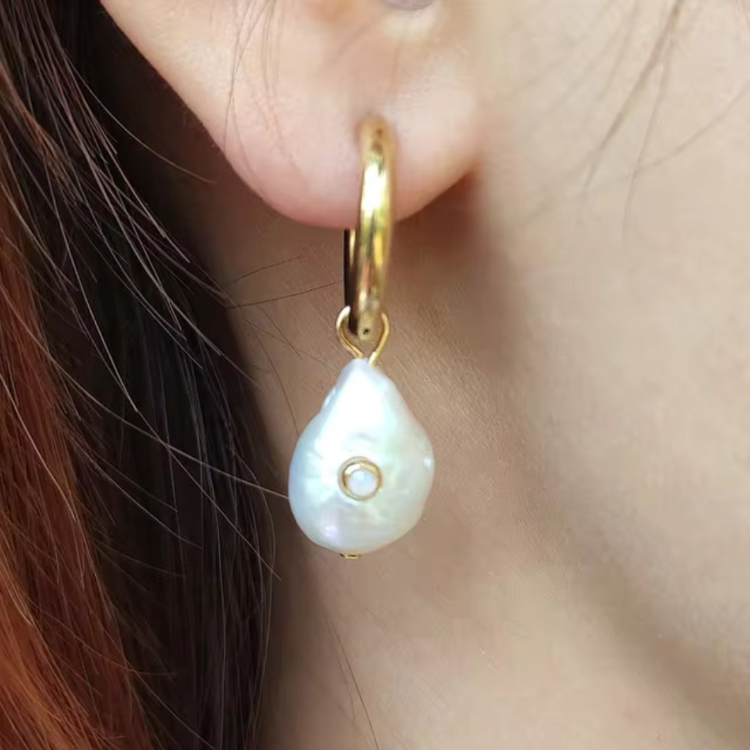 Vintage-Style Baroque Pearl and Zirconia Earrings