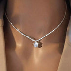 Sterling zilveren ketting met moissaniet solitairhanger