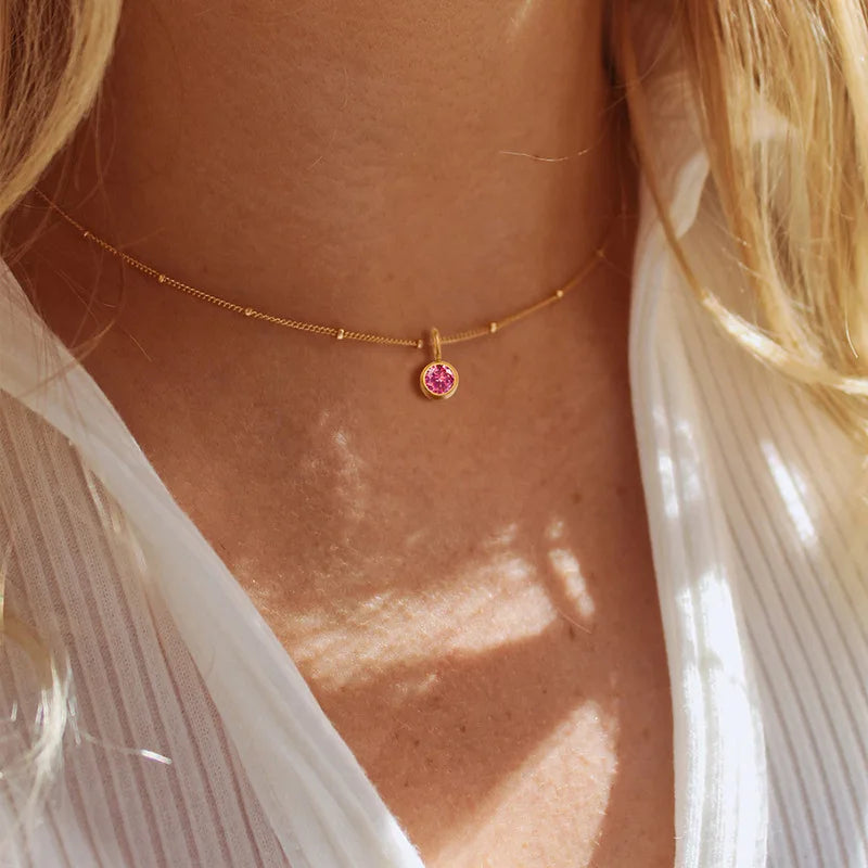 Fijne geboortesteenketting met kralenketting