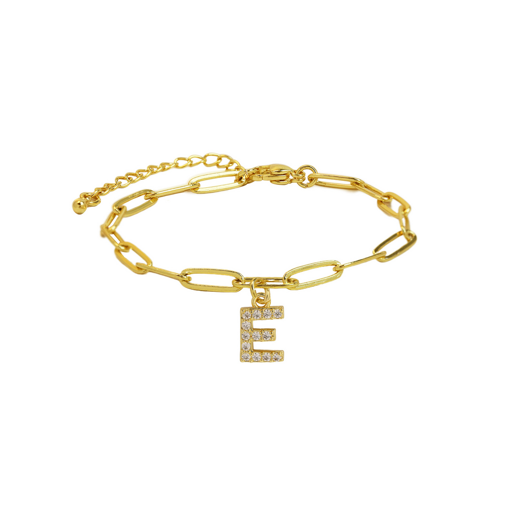 Dainty Paperclip Chain Initial Letter Bracelet