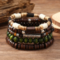 Wooden Bead Bracelet Set in Warm Earth Tones
