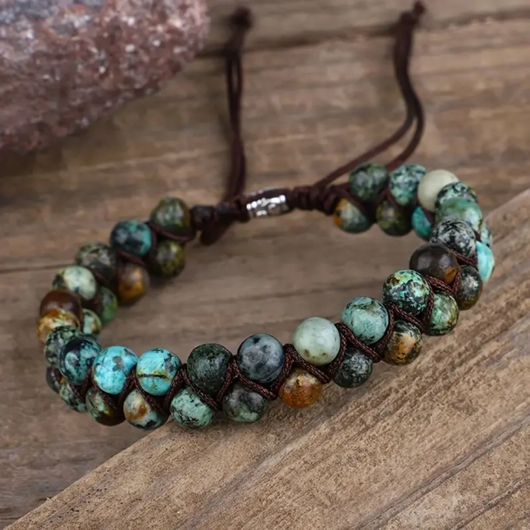 Jasper and Turquoise Stone Bead Bracelet