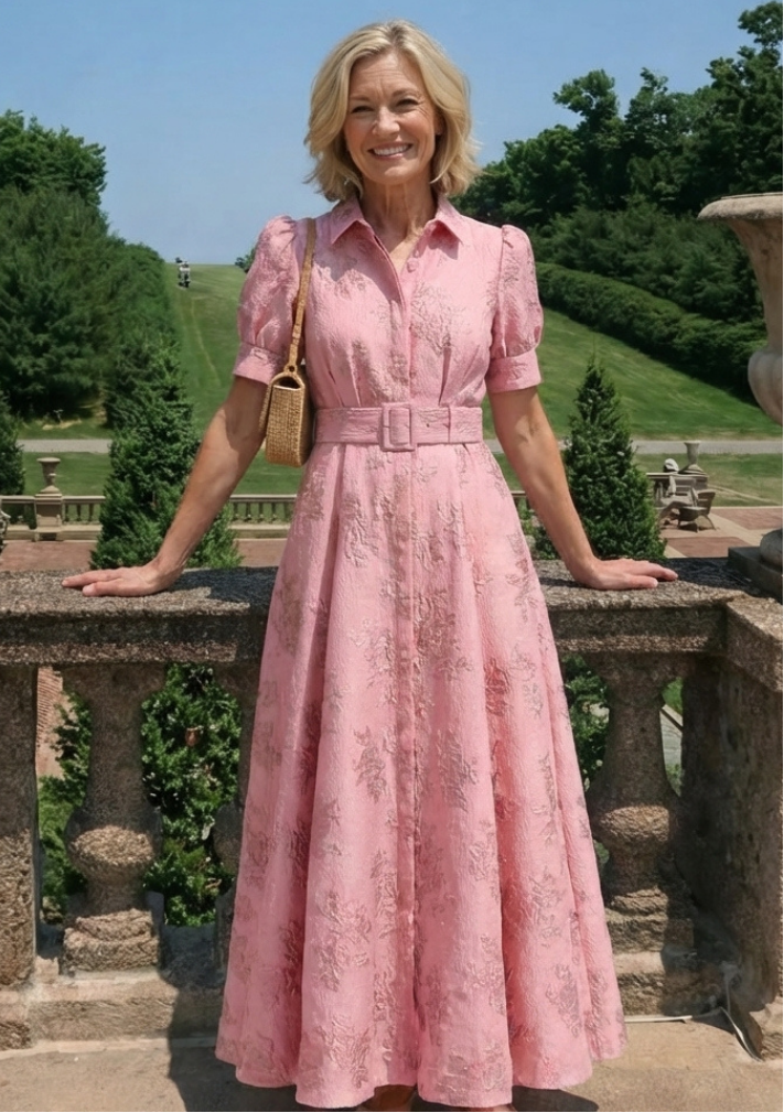 Maxi-jurk met bloemenprint en getailleerde riemtaille