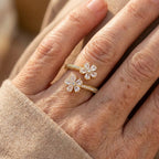 Adjustable Flower Cubic Zirconia Ring