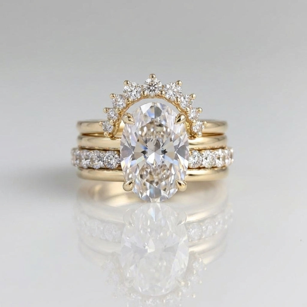 European-Style Stacked Zirconia Diamond-Look Ring