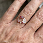 Flower Faux Pearl and Micro-Inlaid Zirconia Butterfly Ring