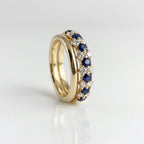 Geometric Blue Zirconia Studded Gold-Plated Band Ring