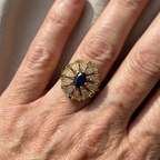 Gold-Plated Sunflower Blue Zirconia Inlaid Ring