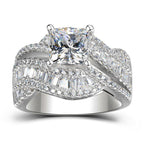 White Gold-Plated Wide Band Zirconia Ring