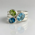 Irregular Multi-Stone Silver-Plated Ring Set
